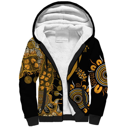 Hope For Childhood Cancer Support Personalised Sherpa Hoodie Aboriginal Gold Ribbon Dot Painting