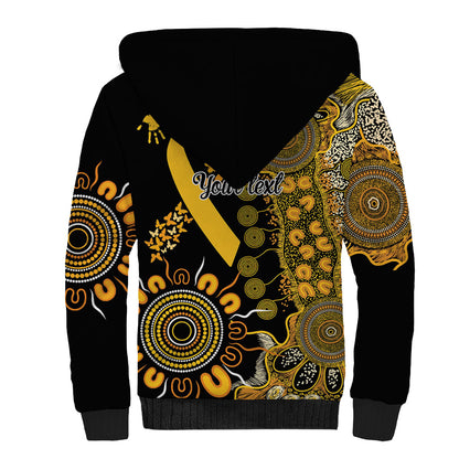 Hope For Childhood Cancer Support Personalised Sherpa Hoodie Aboriginal Gold Ribbon Dot Painting