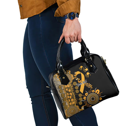 Hope For Childhood Cancer Support Personalised Shoulder Handbag Aboriginal Gold Ribbon Dot Painting