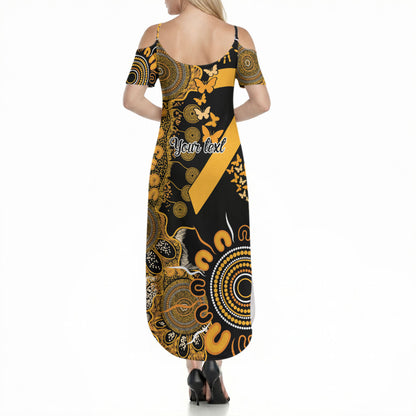 Hope For Childhood Cancer Support Personalised Summer Maxi Dress Aboriginal Gold Ribbon Dot Painting