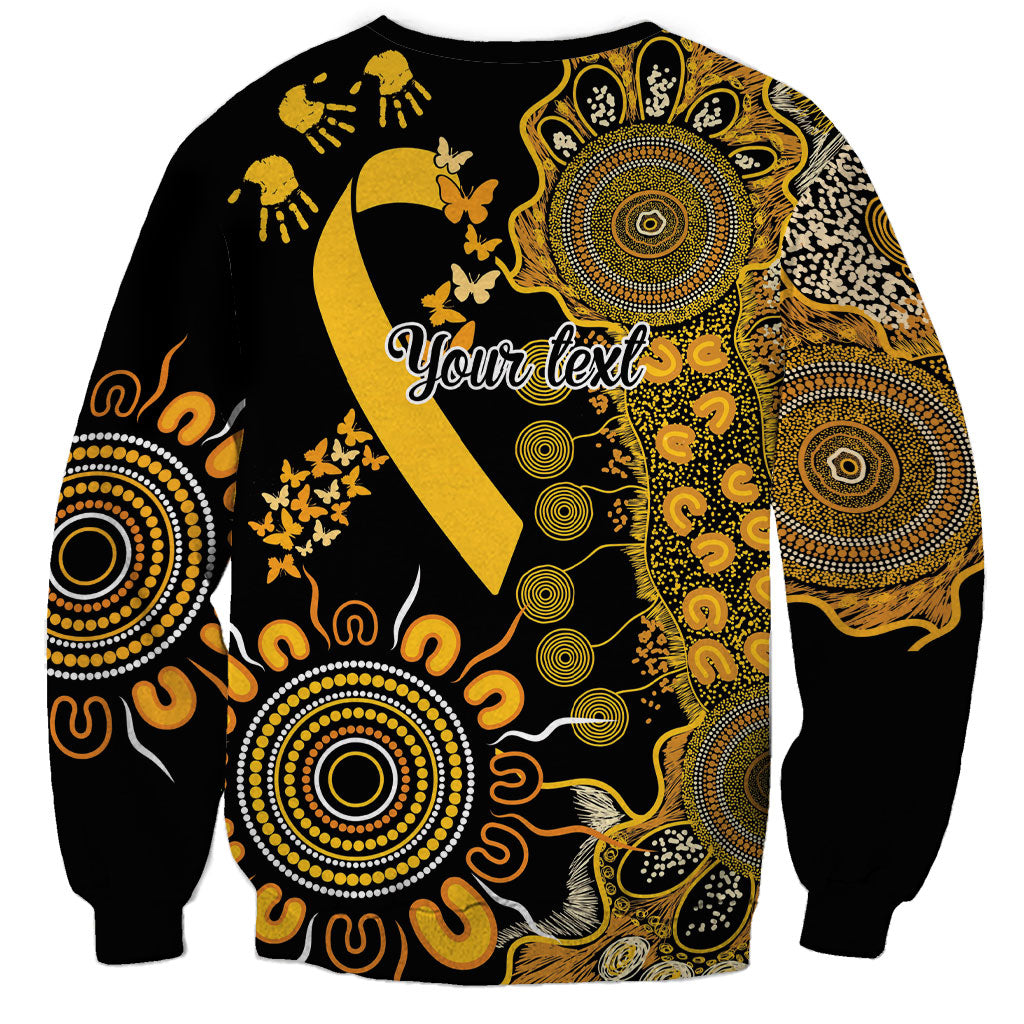 Hope For Childhood Cancer Support Personalised Sweatshirt Aboriginal Gold Ribbon Dot Painting