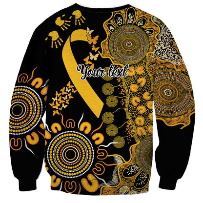 Hope For Childhood Cancer Support Personalised Sweatshirt Aboriginal Gold Ribbon Dot Painting