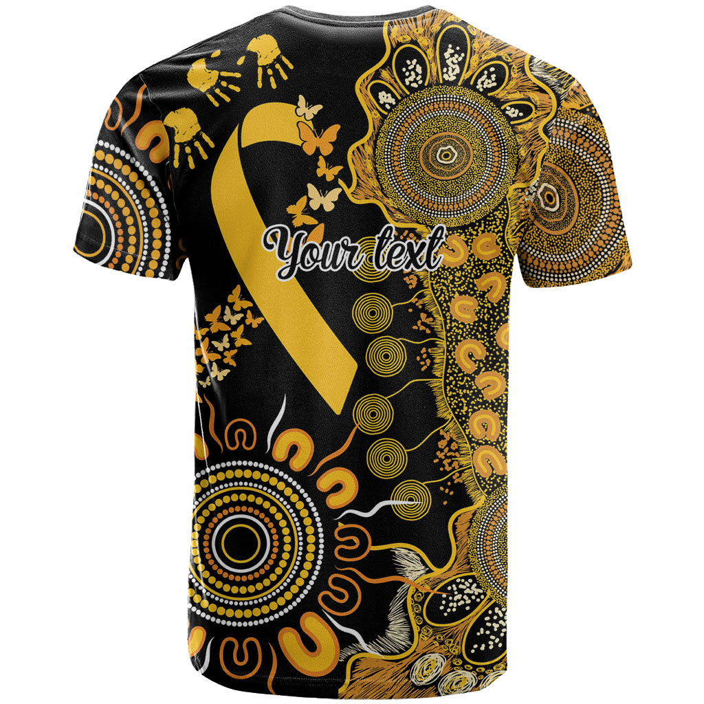 Hope For Childhood Cancer Support Personalised T Shirt Aboriginal Gold Ribbon Dot Painting