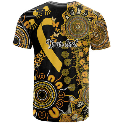 Hope For Childhood Cancer Support Personalised T Shirt Aboriginal Gold Ribbon Dot Painting