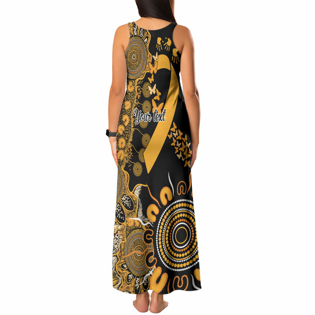 Hope For Childhood Cancer Support Personalised Tank Maxi Dress Aboriginal Gold Ribbon Dot Painting