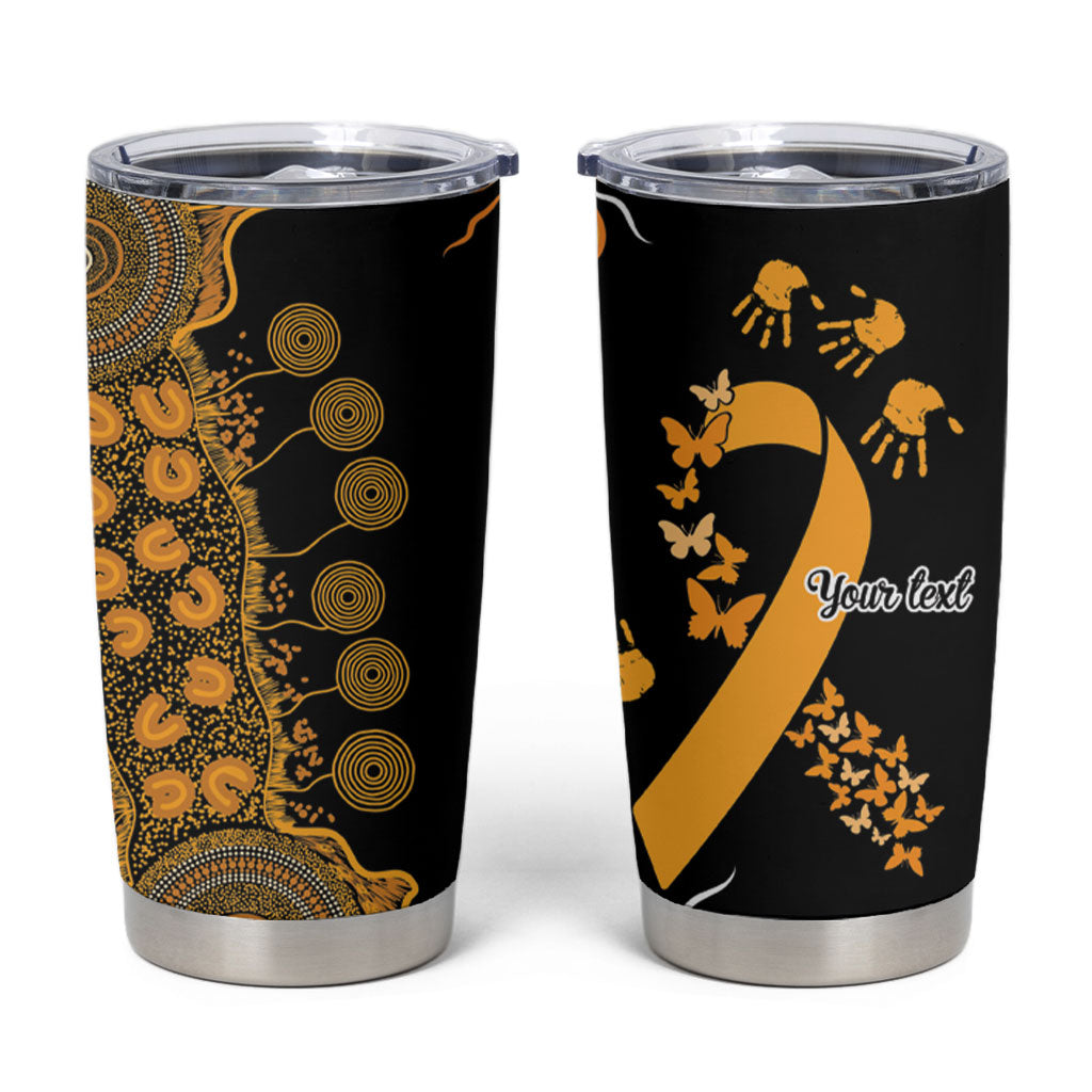 Hope For Childhood Cancer Support Personalised Tumbler Cup Aboriginal Gold Ribbon Dot Painting