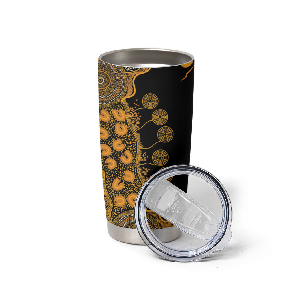 Hope For Childhood Cancer Support Personalised Tumbler Cup Aboriginal Gold Ribbon Dot Painting