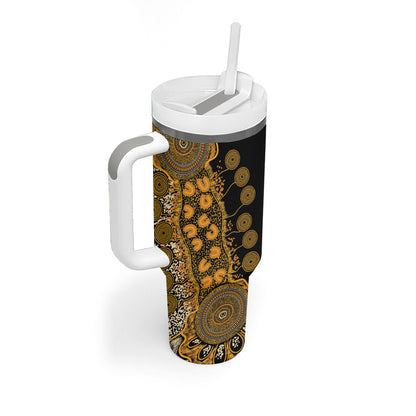 Hope For Childhood Cancer Support Personalised Tumbler With Handle Aboriginal Gold Ribbon Dot Painting