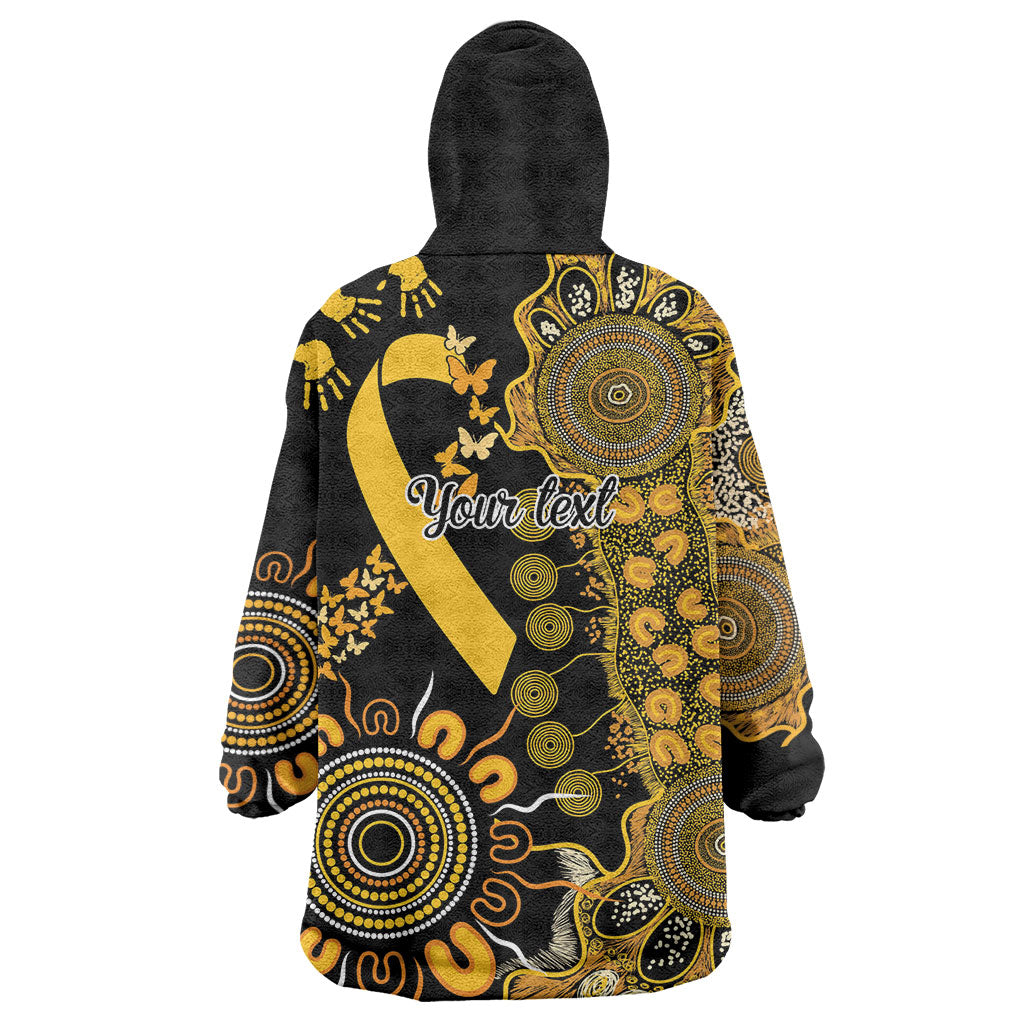 Hope For Childhood Cancer Support Personalised Wearable Blanket Hoodie Aboriginal Gold Ribbon Dot Painting