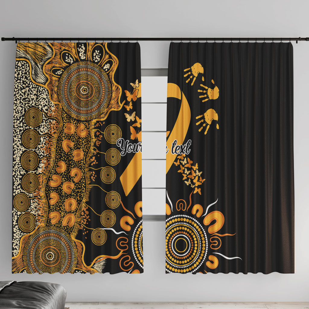 Hope For Childhood Cancer Support Personalised Window Curtain Aboriginal Gold Ribbon Dot Painting