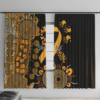 Hope For Childhood Cancer Support Personalised Window Curtain Aboriginal Gold Ribbon Dot Painting