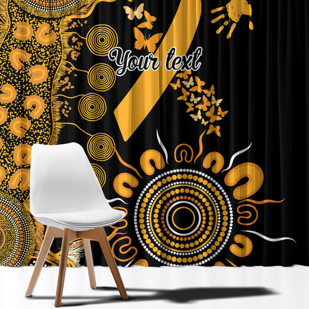 Hope For Childhood Cancer Support Personalised Window Curtain Aboriginal Gold Ribbon Dot Painting
