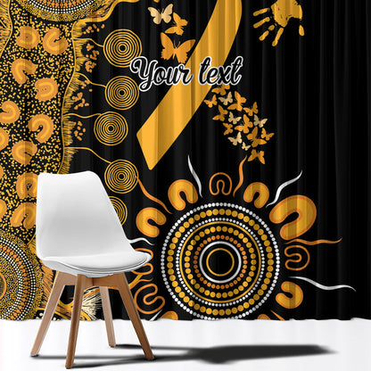 Hope For Childhood Cancer Support Personalised Window Curtain Aboriginal Gold Ribbon Dot Painting