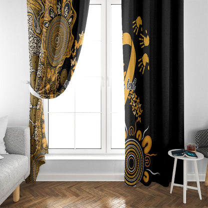 Hope For Childhood Cancer Support Personalised Window Curtain Aboriginal Gold Ribbon Dot Painting