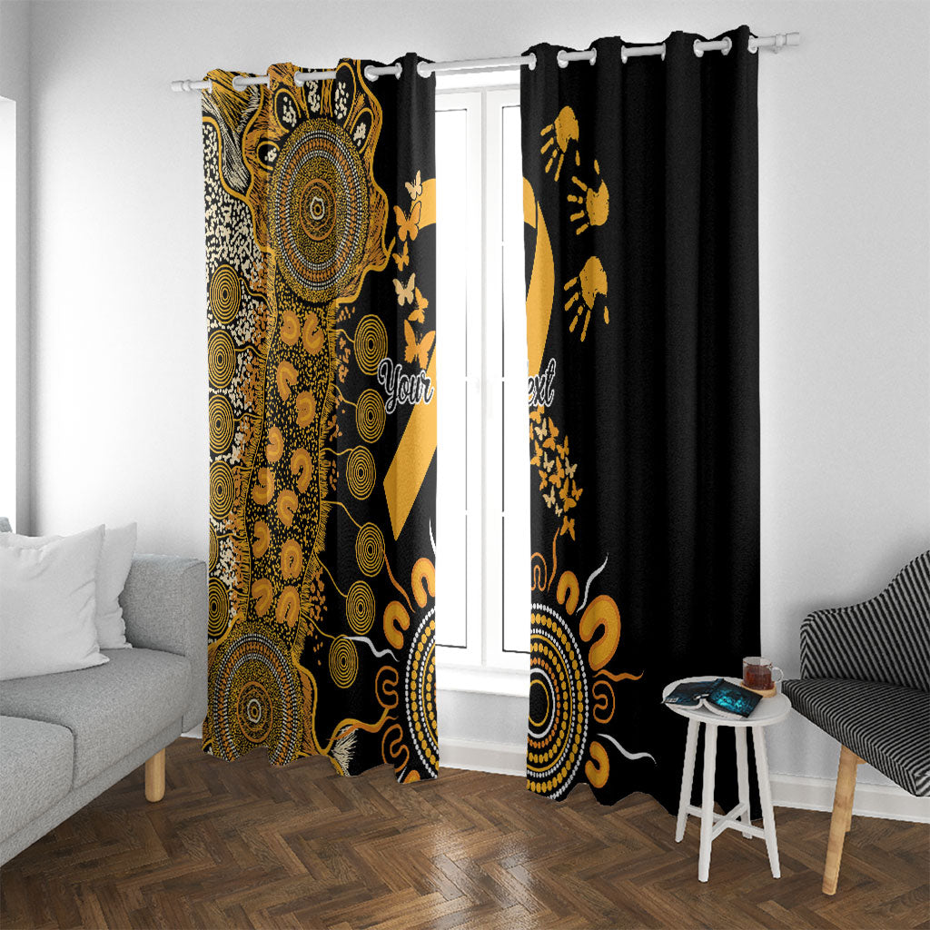 Hope For Childhood Cancer Support Personalised Window Curtain Aboriginal Gold Ribbon Dot Painting