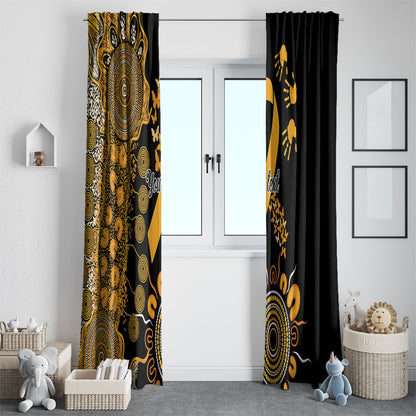 Hope For Childhood Cancer Support Personalised Window Curtain Aboriginal Gold Ribbon Dot Painting