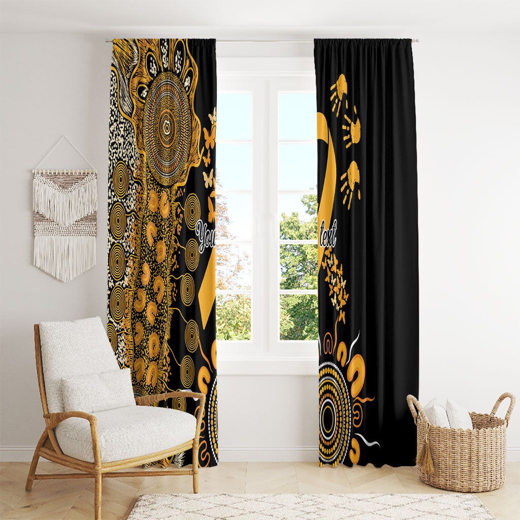 Hope For Childhood Cancer Support Personalised Window Curtain Aboriginal Gold Ribbon Dot Painting