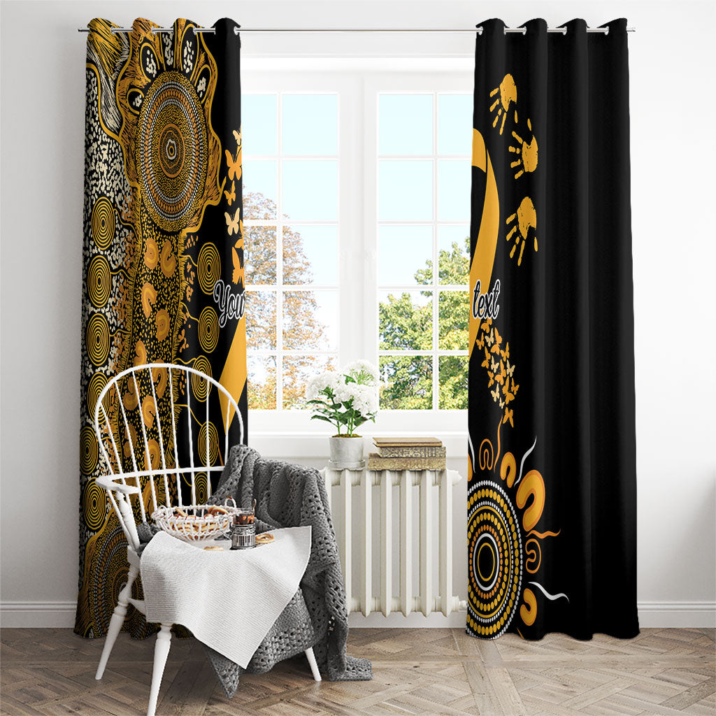 Hope For Childhood Cancer Support Personalised Window Curtain Aboriginal Gold Ribbon Dot Painting