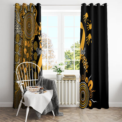 Hope For Childhood Cancer Support Personalised Window Curtain Aboriginal Gold Ribbon Dot Painting