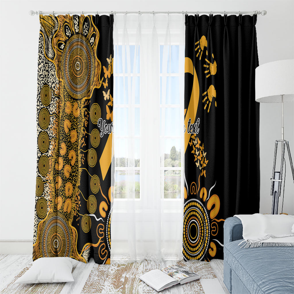 Hope For Childhood Cancer Support Personalised Window Curtain Aboriginal Gold Ribbon Dot Painting