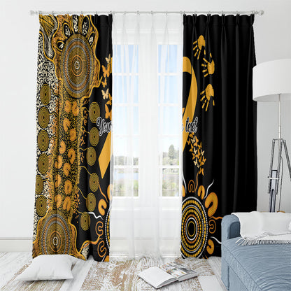 Hope For Childhood Cancer Support Personalised Window Curtain Aboriginal Gold Ribbon Dot Painting
