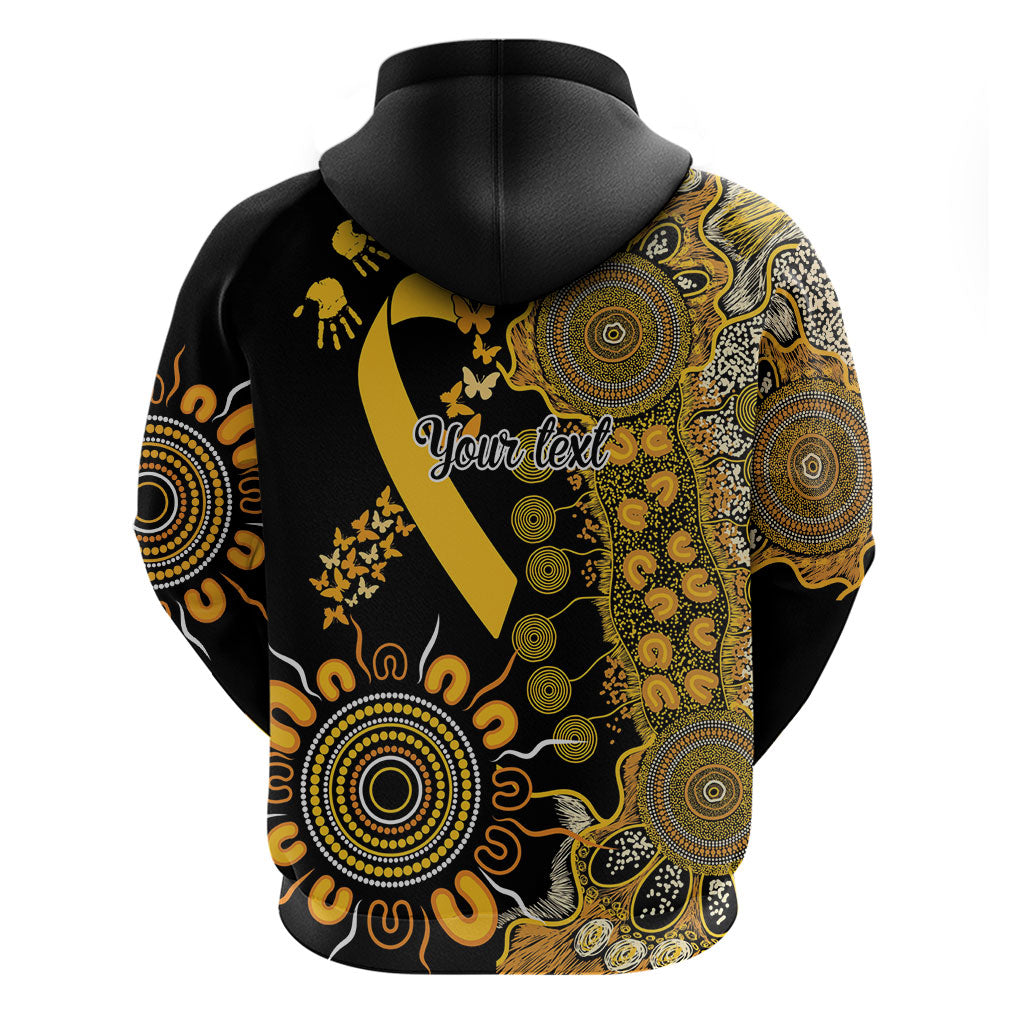 Hope For Childhood Cancer Support Personalised Zip Hoodie Aboriginal Gold Ribbon Dot Painting