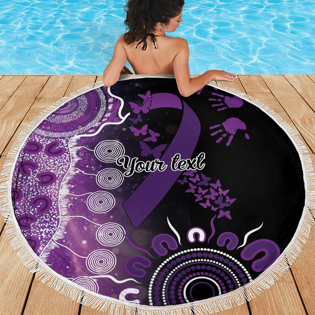 Australia Domestic Violence Support Personalised Beach Blanket Aboriginal Ribbon Dot Painting