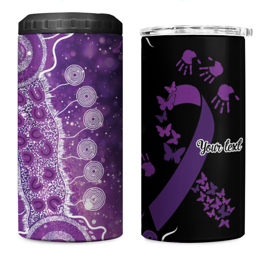 Australia Domestic Violence Support Personalised 4 in 1 Can Cooler Tumbler Aboriginal Ribbon Dot Painting