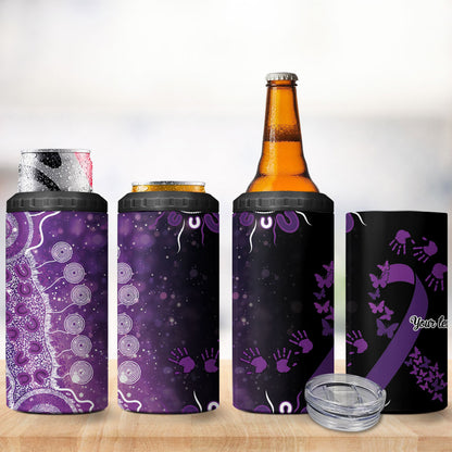 Australia Domestic Violence Support Personalised 4 in 1 Can Cooler Tumbler Aboriginal Ribbon Dot Painting