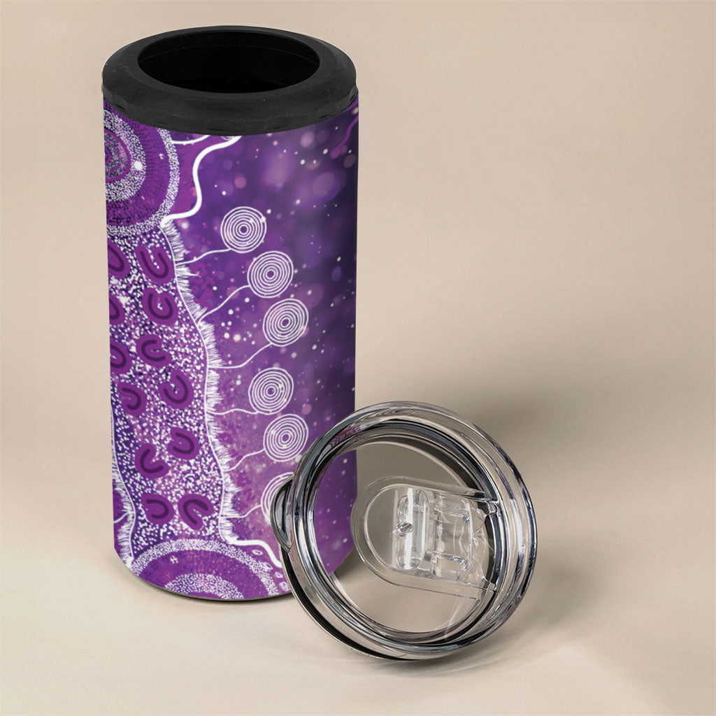 Australia Domestic Violence Support Personalised 4 in 1 Can Cooler Tumbler Aboriginal Ribbon Dot Painting