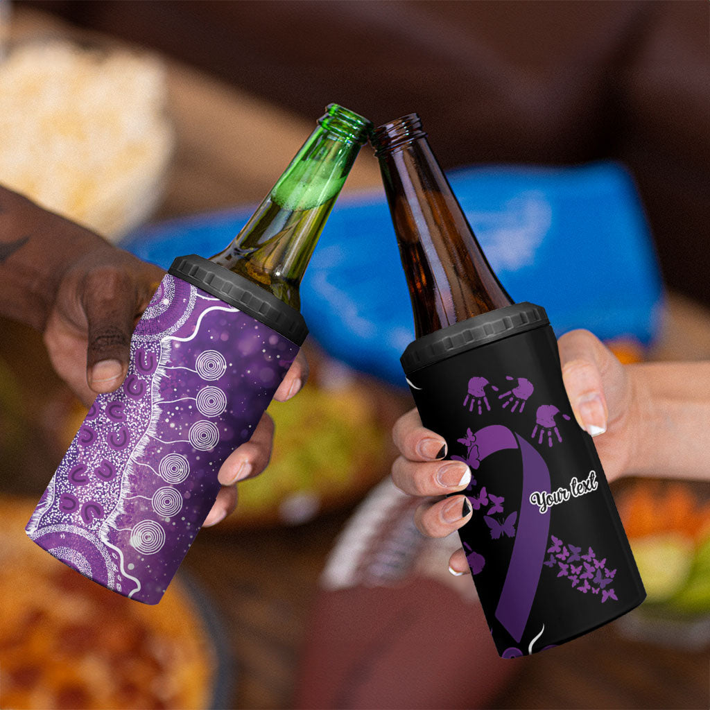 Australia Domestic Violence Support Personalised 4 in 1 Can Cooler Tumbler Aboriginal Ribbon Dot Painting