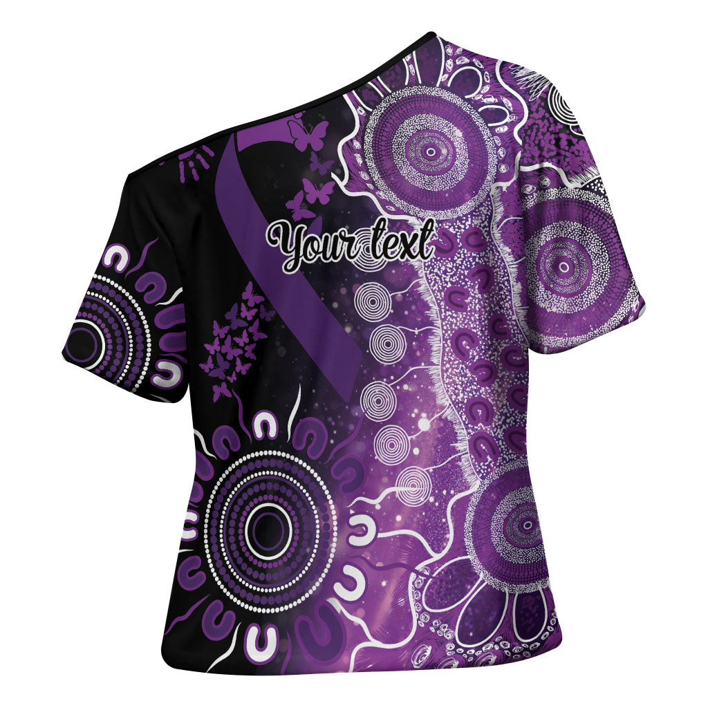Australia Domestic Violence Support Personalised Cross Shoulder Shirt Aboriginal Ribbon Dot Painting