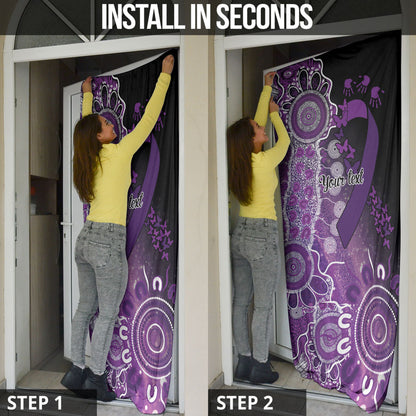 Australia Domestic Violence Support Personalised Door Cover Aboriginal Ribbon Dot Painting