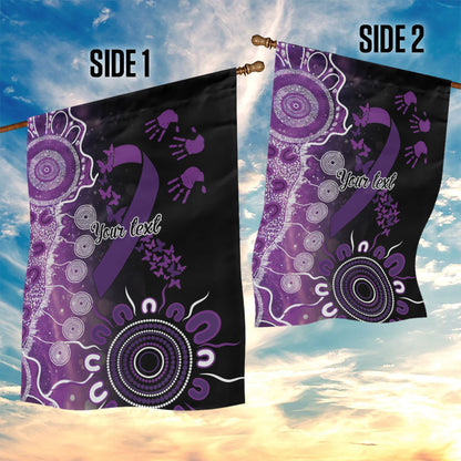 Australia Domestic Violence Support Personalised Garden Flag Aboriginal Ribbon Dot Painting