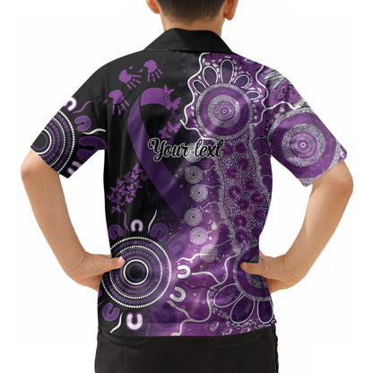 Australia Domestic Violence Support Personalised Hawaiian Shirt Aboriginal Ribbon Dot Painting