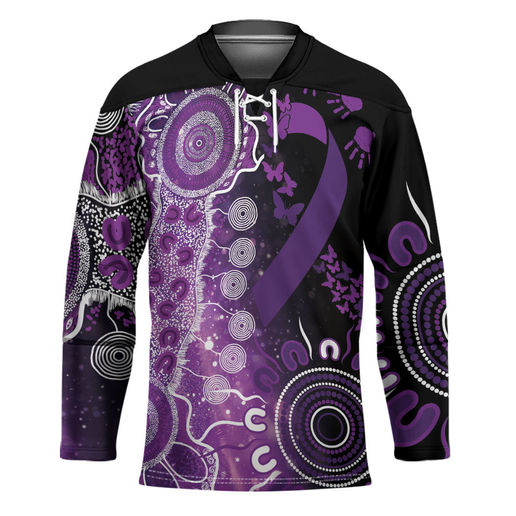 Australia Domestic Violence Support Personalised Hockey Jersey Aboriginal Ribbon Dot Painting
