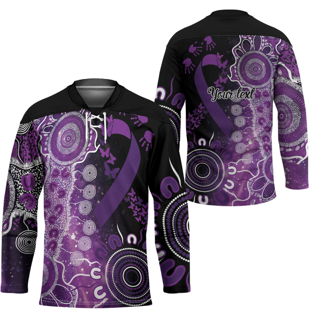 Australia Domestic Violence Support Personalised Hockey Jersey Aboriginal Ribbon Dot Painting