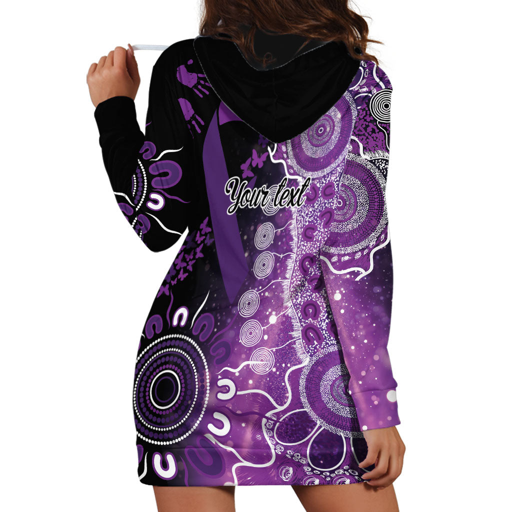 Australia Domestic Violence Support Personalised Hoodie Dress Aboriginal Ribbon Dot Painting