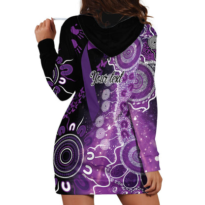 Australia Domestic Violence Support Personalised Hoodie Dress Aboriginal Ribbon Dot Painting