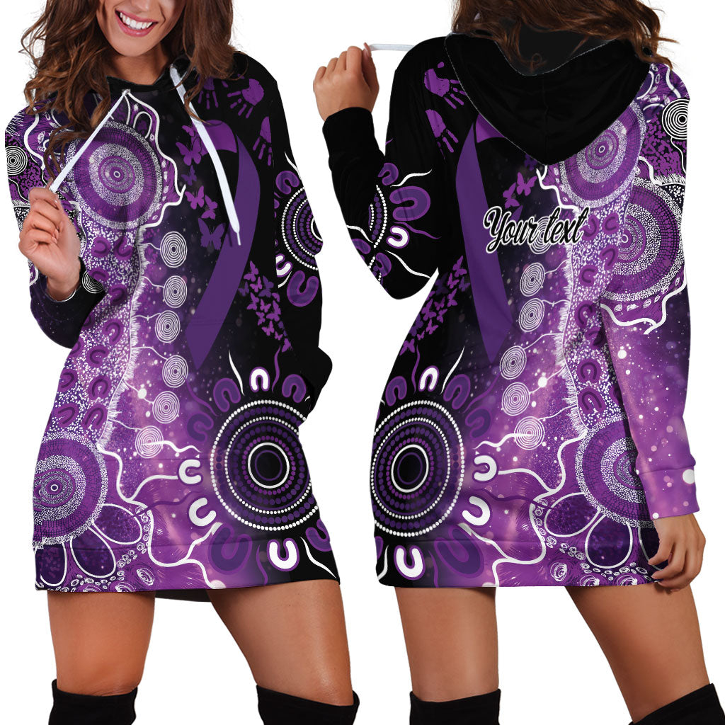 Australia Domestic Violence Support Personalised Hoodie Dress Aboriginal Ribbon Dot Painting