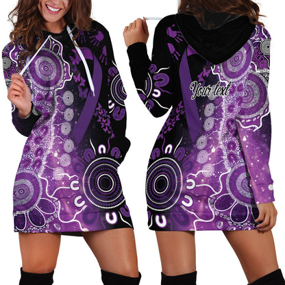 Australia Domestic Violence Support Personalised Hoodie Dress Aboriginal Ribbon Dot Painting