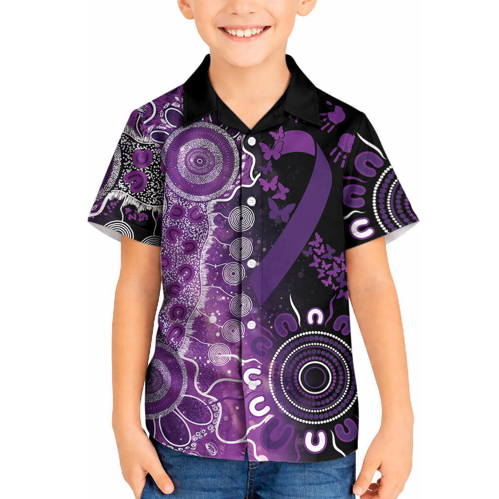 Australia Domestic Violence Support Personalised Kid Hawaiian Shirt Aboriginal Ribbon Dot Painting