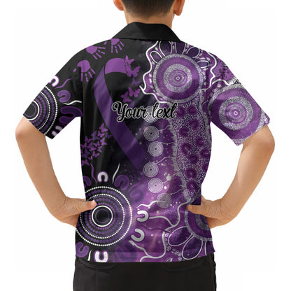 Australia Domestic Violence Support Personalised Kid Hawaiian Shirt Aboriginal Ribbon Dot Painting