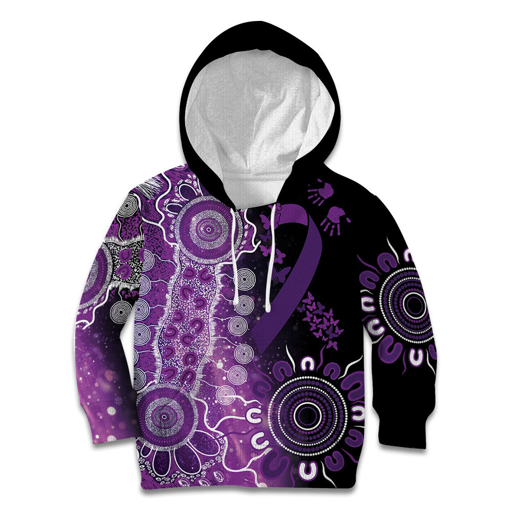 Australia Domestic Violence Support Personalised Kid Hoodie Aboriginal Ribbon Dot Painting