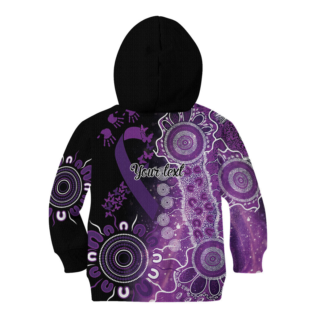 Australia Domestic Violence Support Personalised Kid Hoodie Aboriginal Ribbon Dot Painting