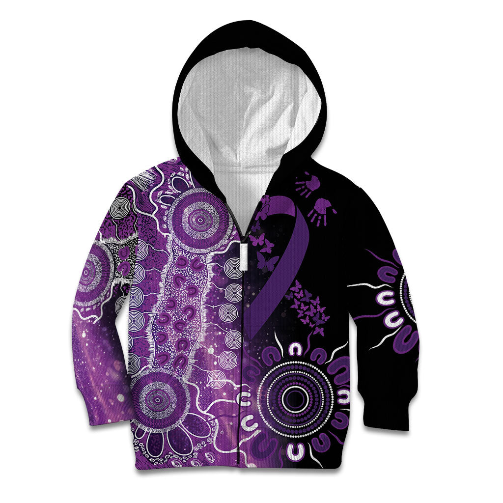 Australia Domestic Violence Support Personalised Kid Hoodie Aboriginal Ribbon Dot Painting