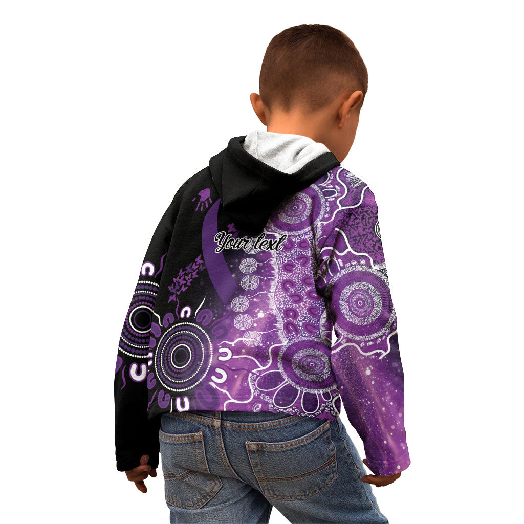 Australia Domestic Violence Support Personalised Kid Hoodie Aboriginal Ribbon Dot Painting