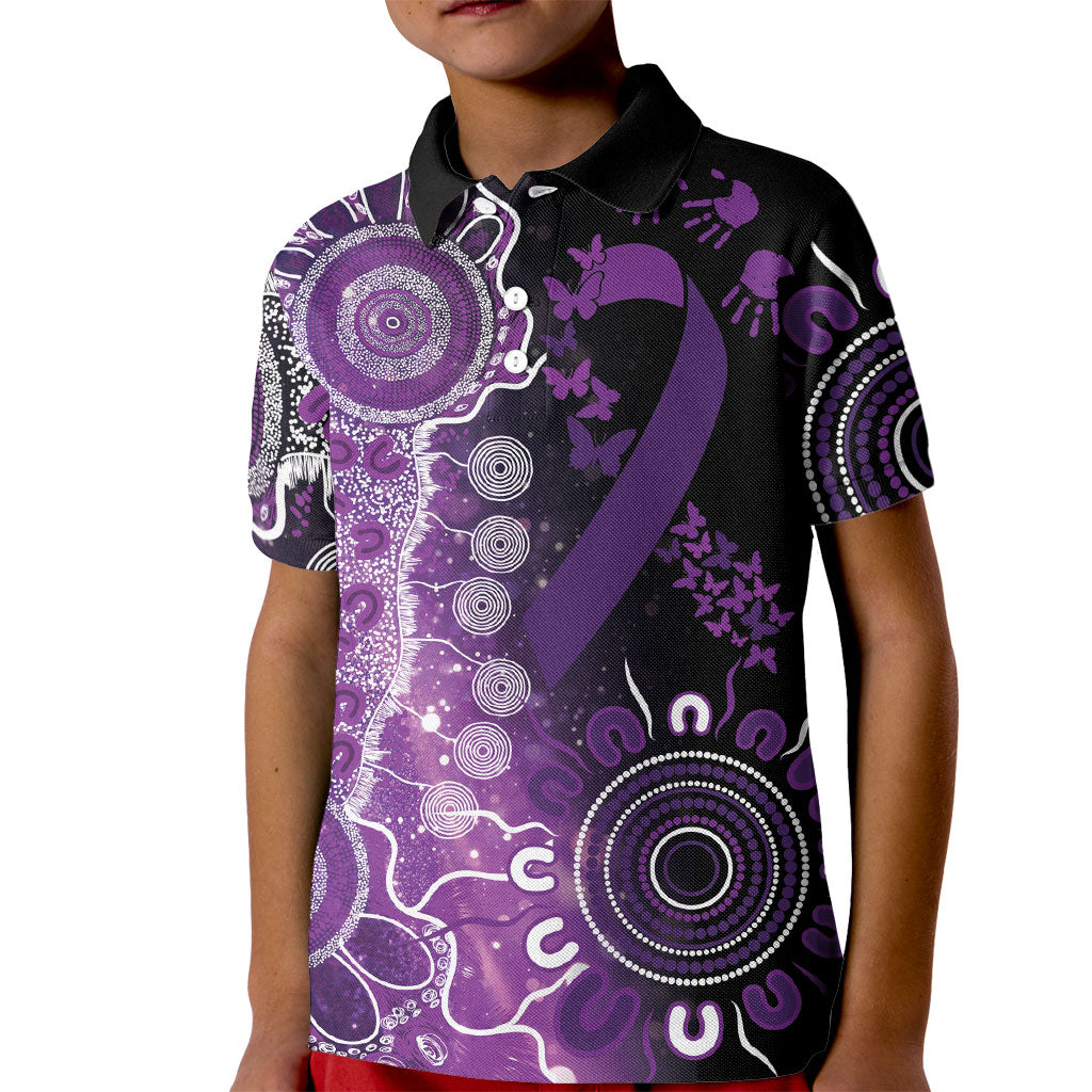 Australia Domestic Violence Support Personalised Kid Polo Shirt Aboriginal Ribbon Dot Painting