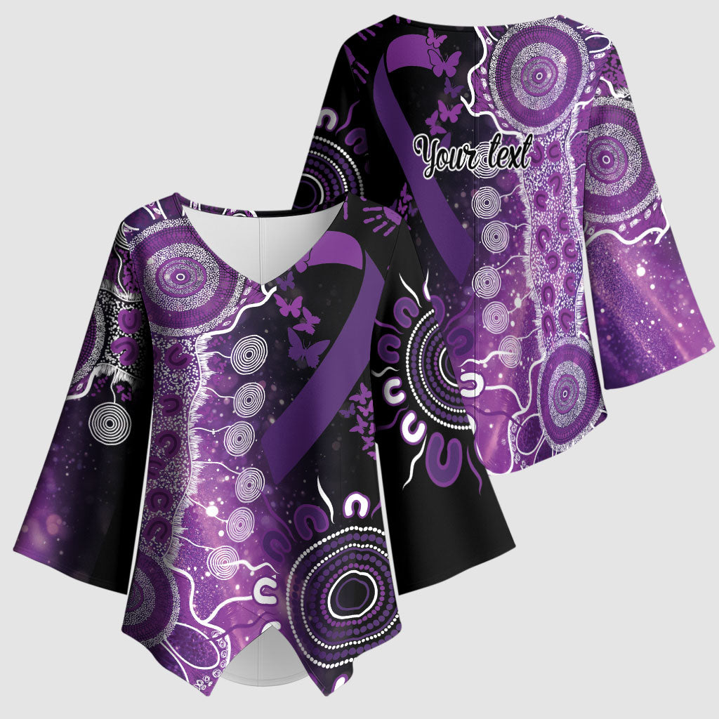 Australia Domestic Violence Support Personalised Kimono Sleeve Blouse Aboriginal Ribbon Dot Painting