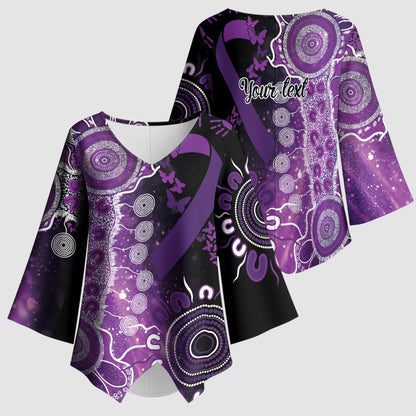 Australia Domestic Violence Support Personalised Kimono Sleeve Blouse Aboriginal Ribbon Dot Painting